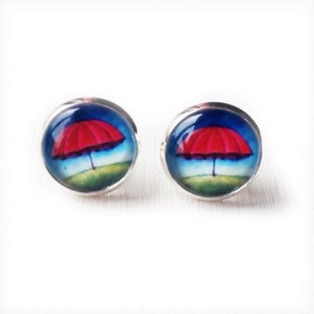 post earrings red and blue