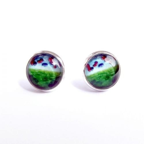 blue and red post earrings