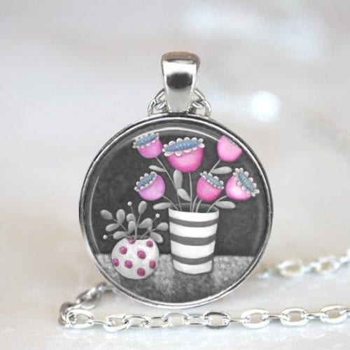Pink and grey necklace