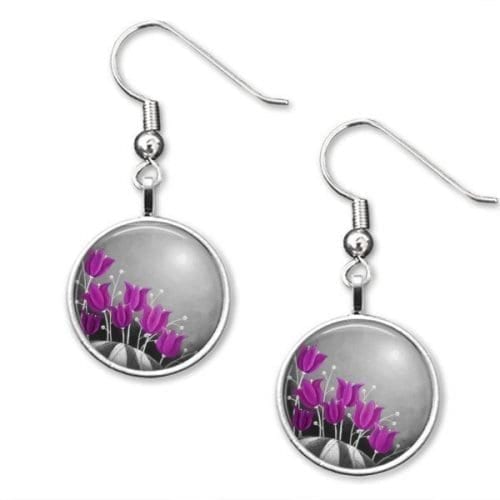 Purple and grey earrings