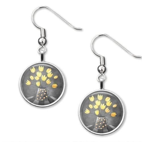 Yellow and grey Drop earrings