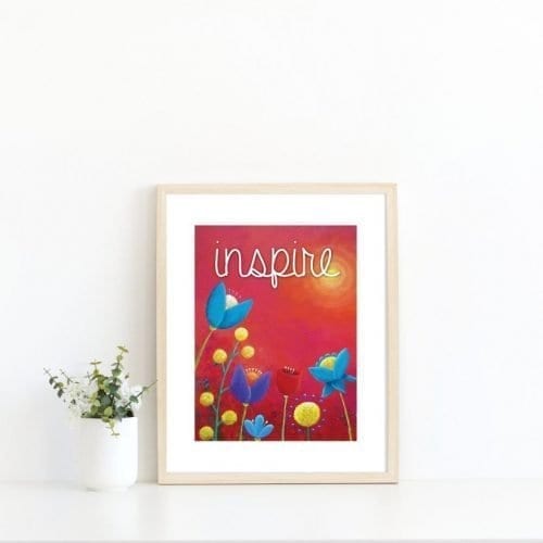 Red inspirational print