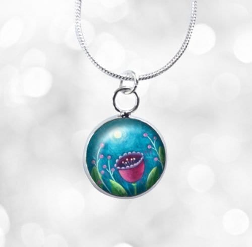 Moon and flower mini necklace