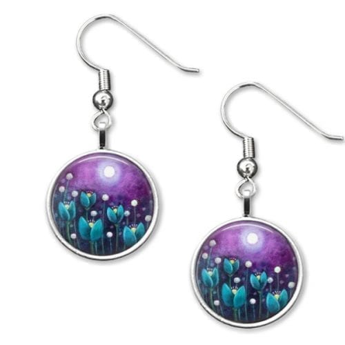 Purple and blue drop earrings